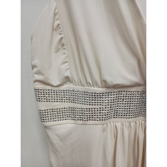Torrid Womens Tank Top Sz 2X Cream Rhinestone Waist Surplice Stretch Sleeveless - Picture 3 of 8